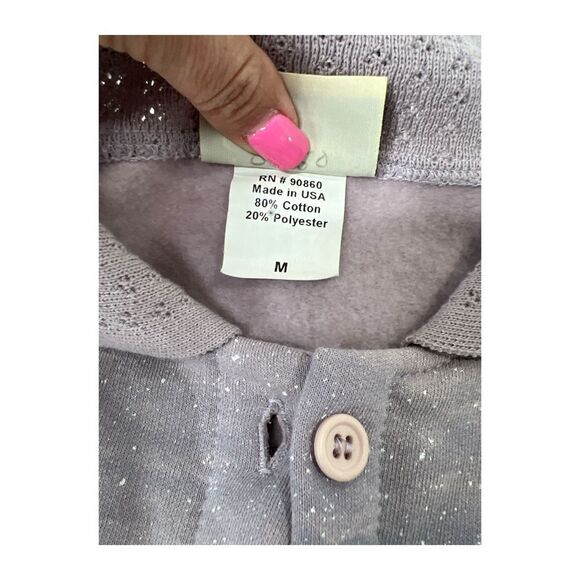 Artisans‎ Button Front Sweatshirt Purple Winter Lighthouse Sz Medium - Picture 6 of 8